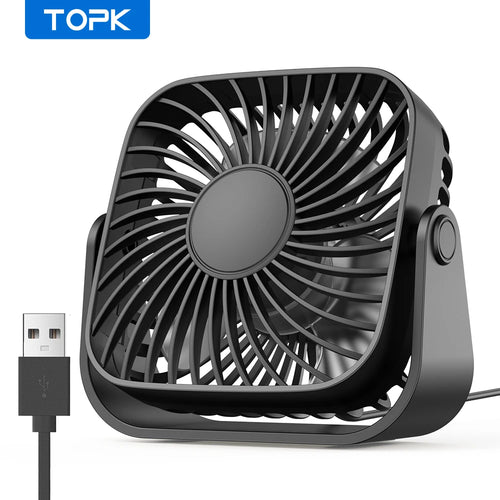TOPK 4Inch USB Mini Portable Fan for Camping,3 Speeds Quiet Desk Table