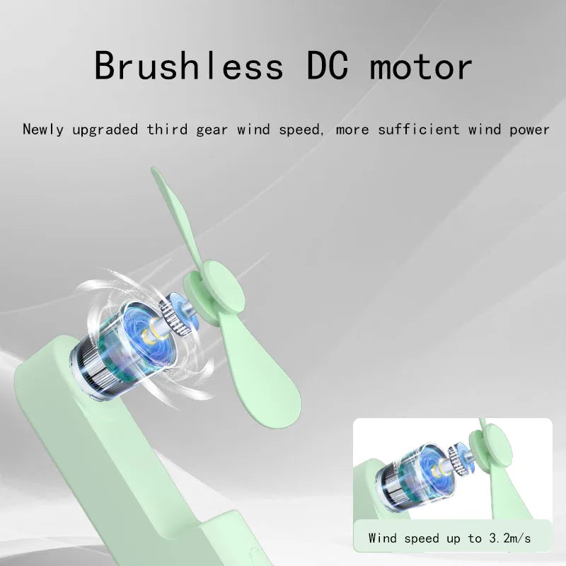 Portable Folding Electric Fan 3-in-1 Mini Handheld Cooling Fan