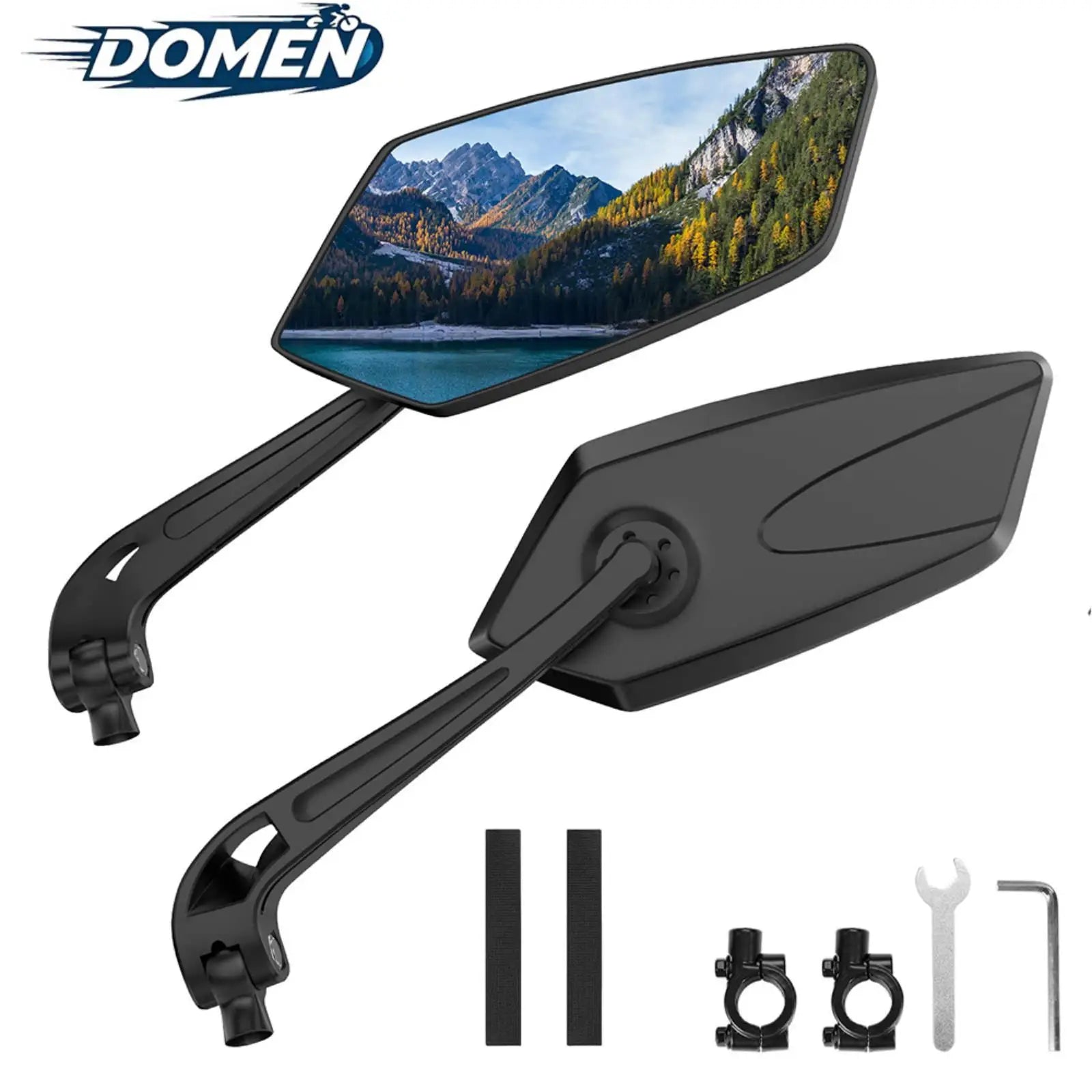 DOMEN Bicycle Rearview Wide-Angle Mirror Cycling 360° Rotate Road Bike