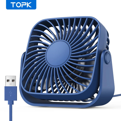 TOPK 4Inch USB Mini Portable Fan for Camping,3 Speeds Quiet Desk Table