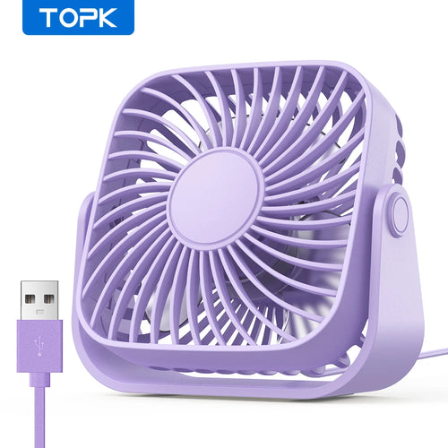 TOPK 4Inch USB Mini Portable Fan for Camping,3 Speeds Quiet Desk Table