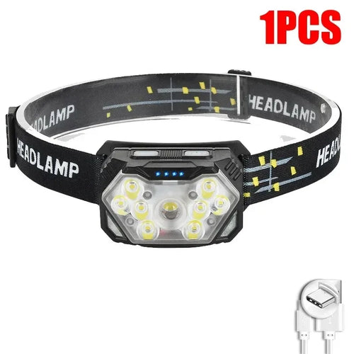 9 Led Strong Light Headlamp USB Rechageable Motion Sensor Headlight
