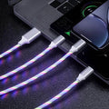 C?ble De Charge Rapide 3 En 1 Avec ?clairage LED, 3A, Micro USB Type