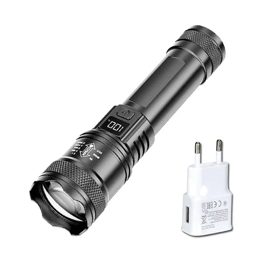 Ultra Bright LED Flashlight 2000LM Type-C Rechargeable Long Range Zoom