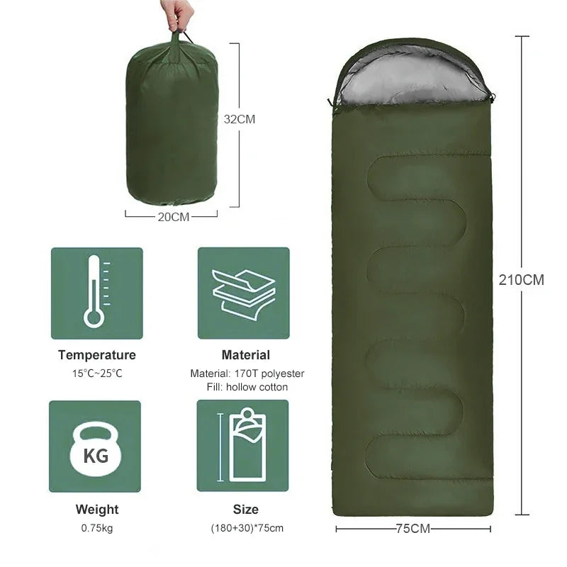 PACOONE Camping Sleeping Bag Lightweight 4 Season Warm Envelope