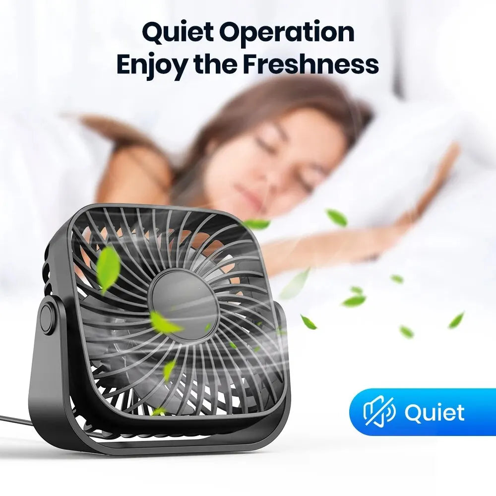 TOPK 4Inch USB Mini Portable Fan for Camping,3 Speeds Quiet Desk Table