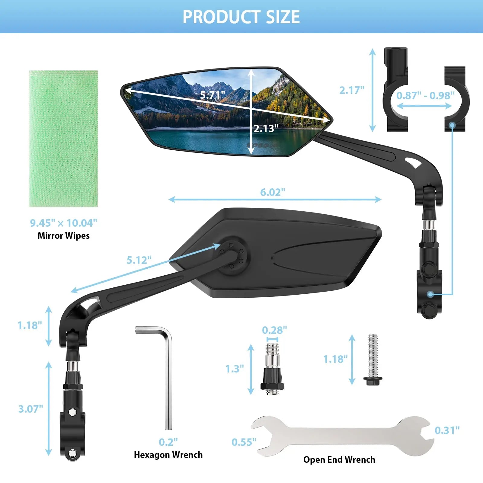 DOMEN Bicycle Rearview Wide-Angle Mirror Cycling 360° Rotate Road Bike