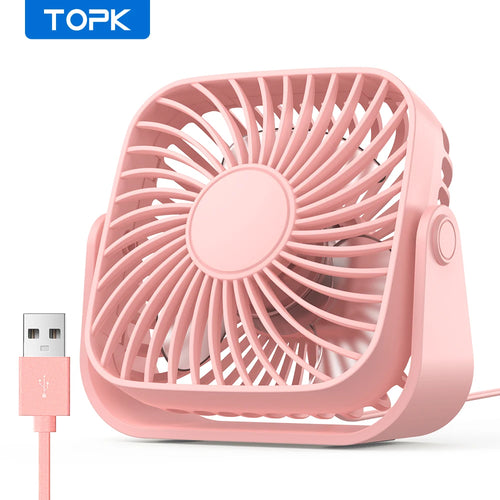TOPK 4Inch USB Mini Portable Fan for Camping,3 Speeds Quiet Desk Table