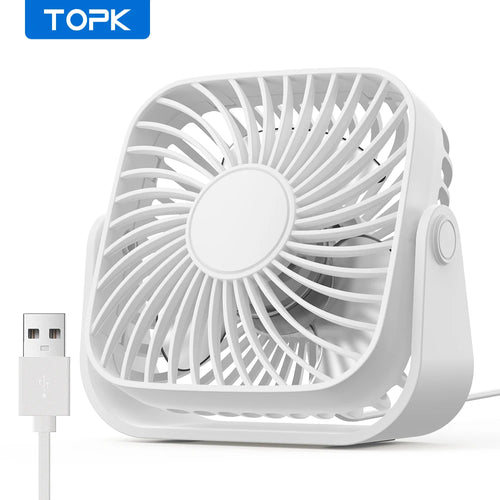 TOPK 4Inch USB Mini Portable Fan for Camping,3 Speeds Quiet Desk Table